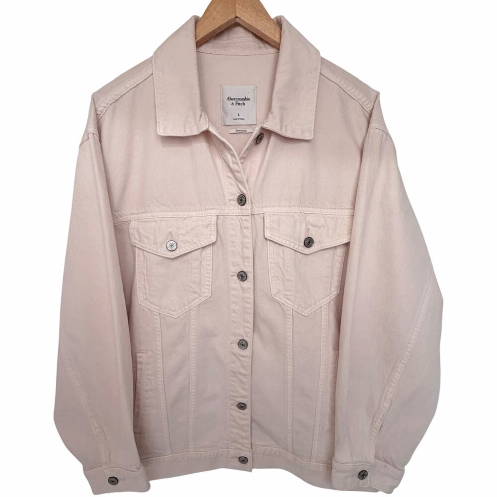 Abercrombie Pink Oversized Trucker Jacket Womens L